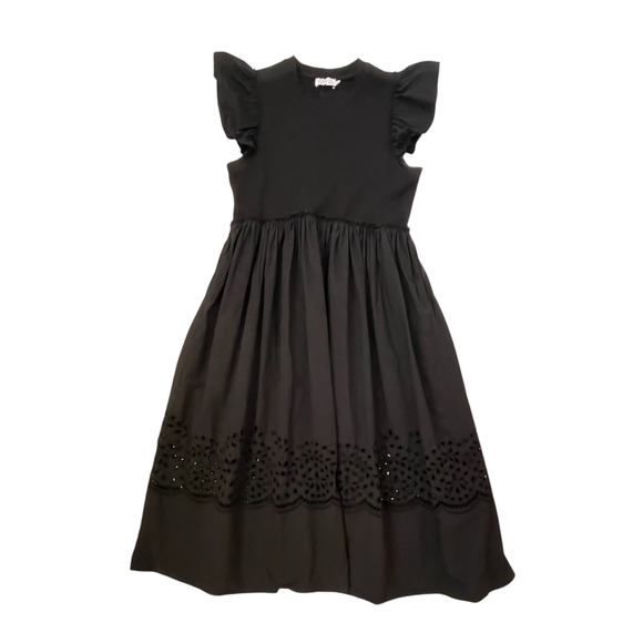 Tanya Taylor Faye Ruffle-Sleeve A-Line Midi Dress - Black - Size M - Picture 2 of 6